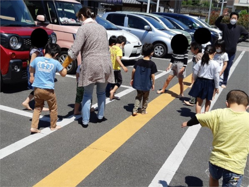避難訓練-駐車場にて