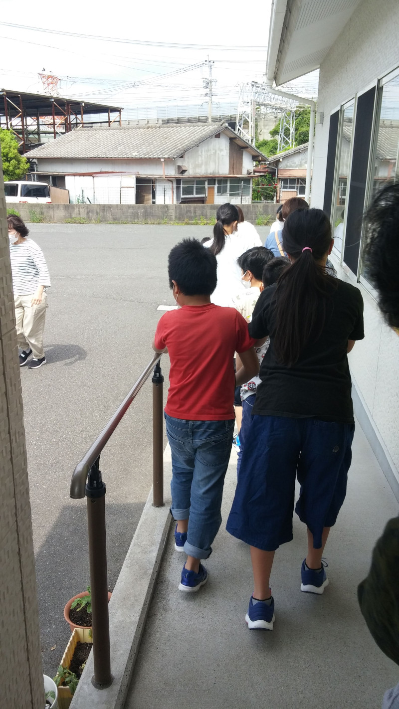 避難訓練-スロープにて